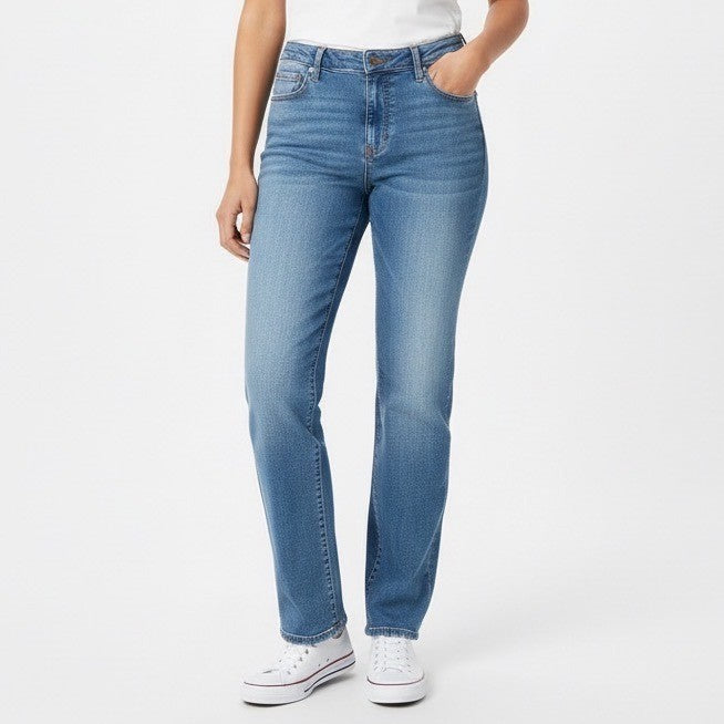 Lands' End Jeans Womens 16 blue denim Cotton Stretch Preppy 5-Pockets Skinny Leg