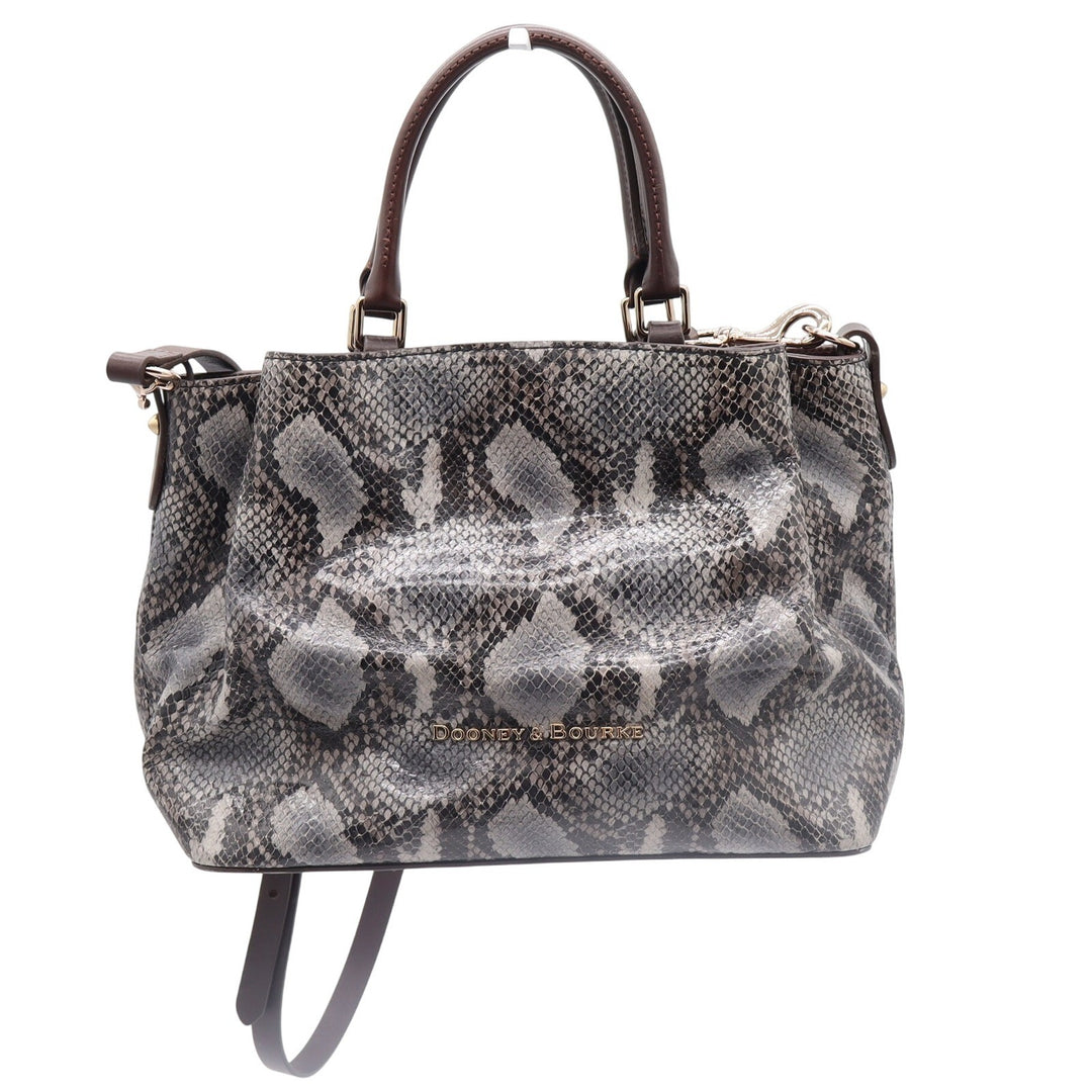 Dooney & Bourke Satchel Womens Large Snakeskin Embossed Gray Leather Excellent