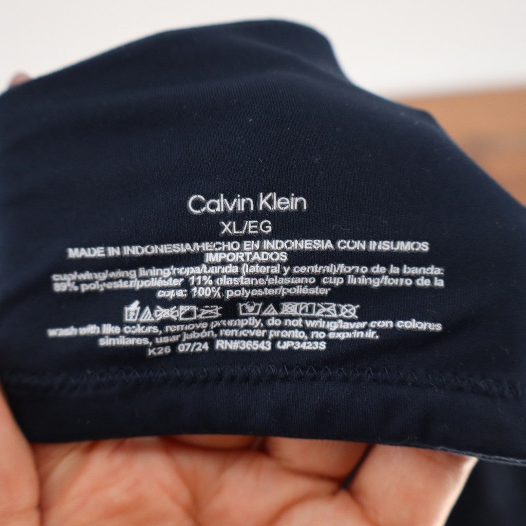 Calvin Klein T Shirt Bra Womens XL Midnight Navy Wireless Cups Adjustable Strap