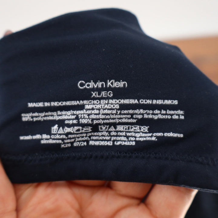 Calvin Klein T Shirt Bra Womens XL Midnight Navy Wireless Cups Adjustable Strap