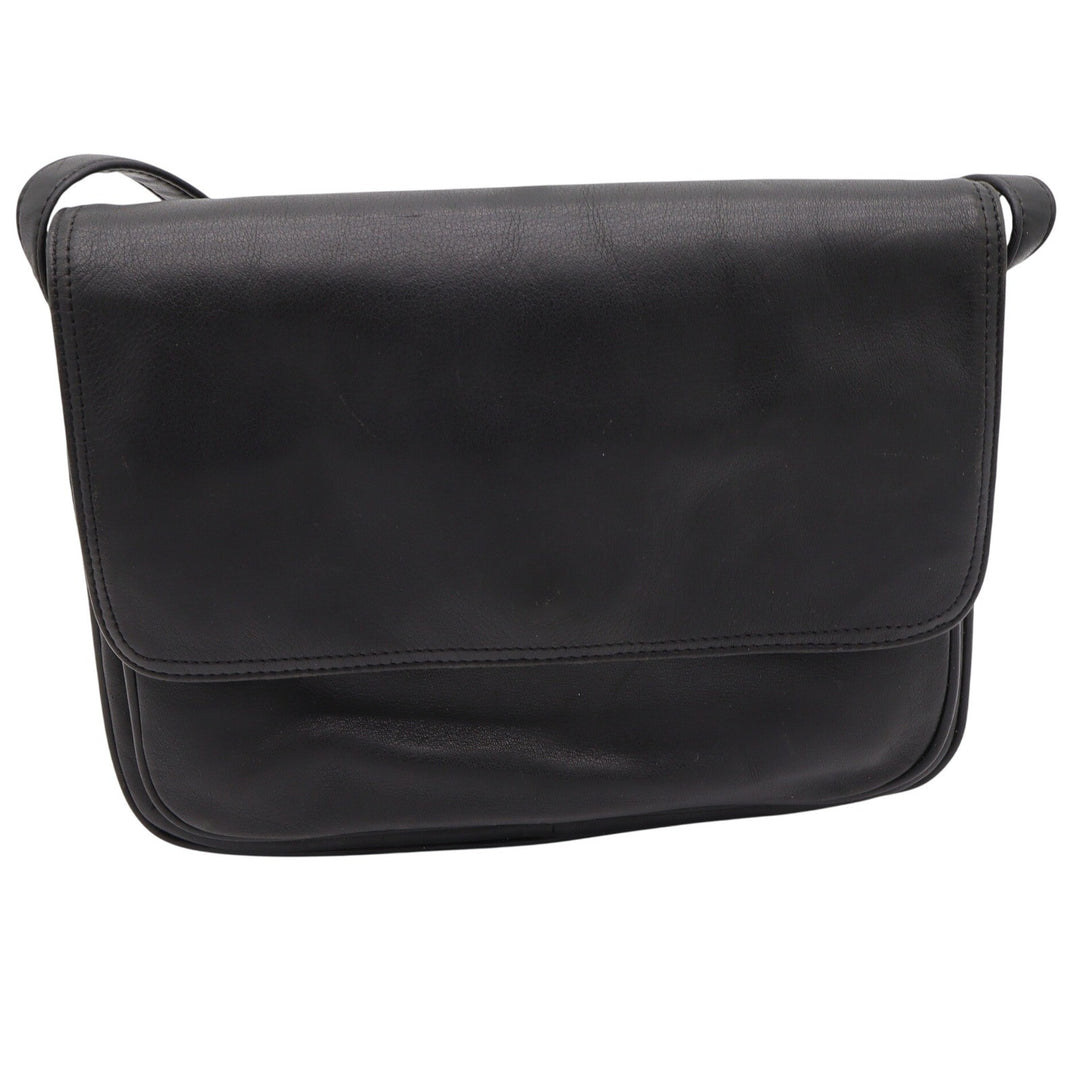 Giani Bernini Shoulder Bag Womens Medium Flap Over Black Leather Multi Pocket
