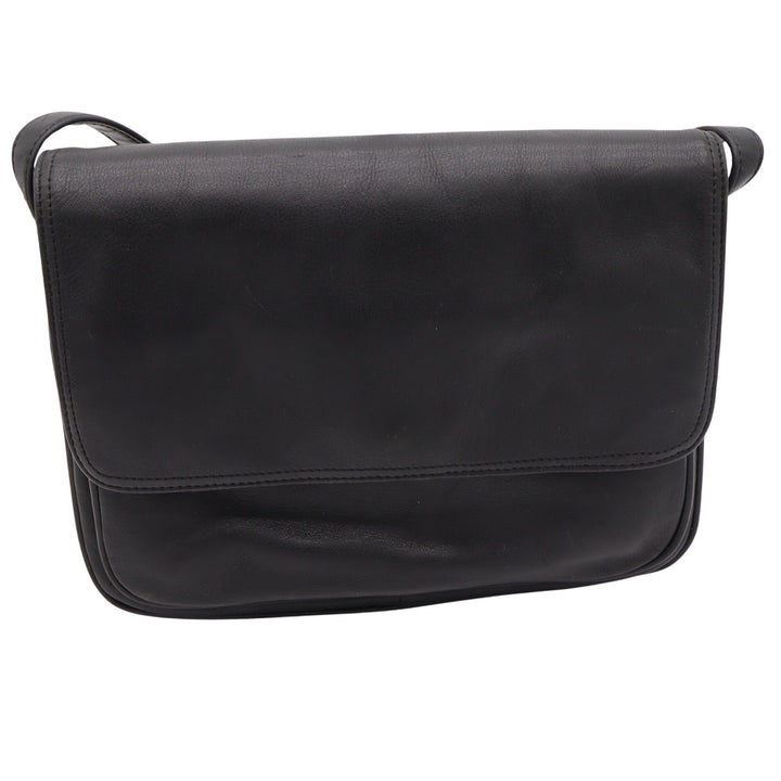 Giani Bernini Shoulder Bag Womens Medium Flap Over Black Leather Multi Pocket