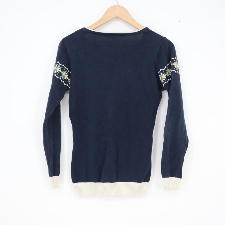 Elliza Donatein Navy Blue Cotton Fair Isle Crew Neck Sweater Mens Size M