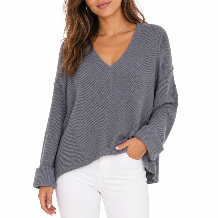 Free People Sweater Women S Ottoman Slouchy Tunic Gray Ribbed Oversized Good
