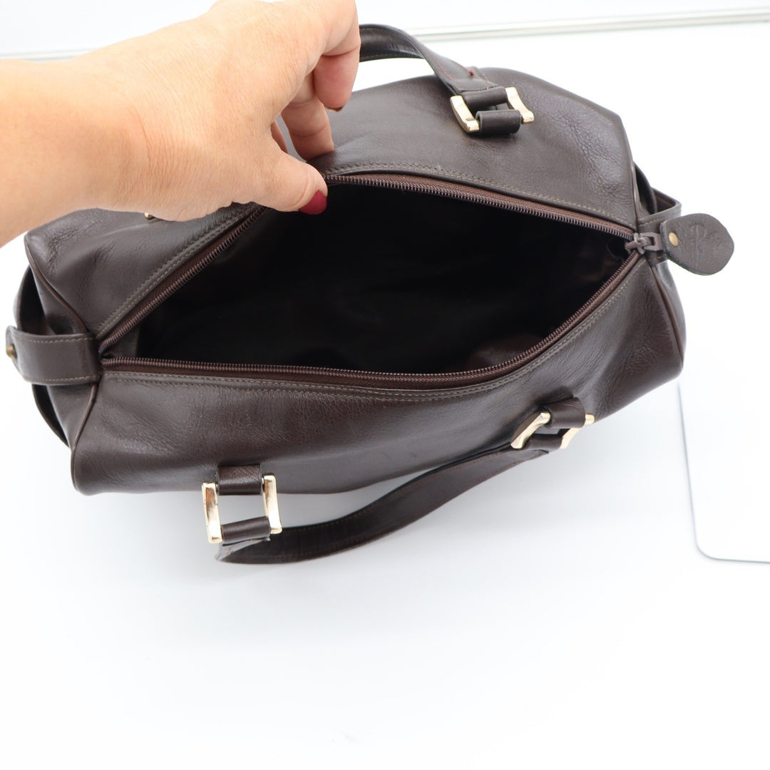 Pierre Cardin Satchel Bag Womens Medium Boston Dark Brown Leather Vintage Fair