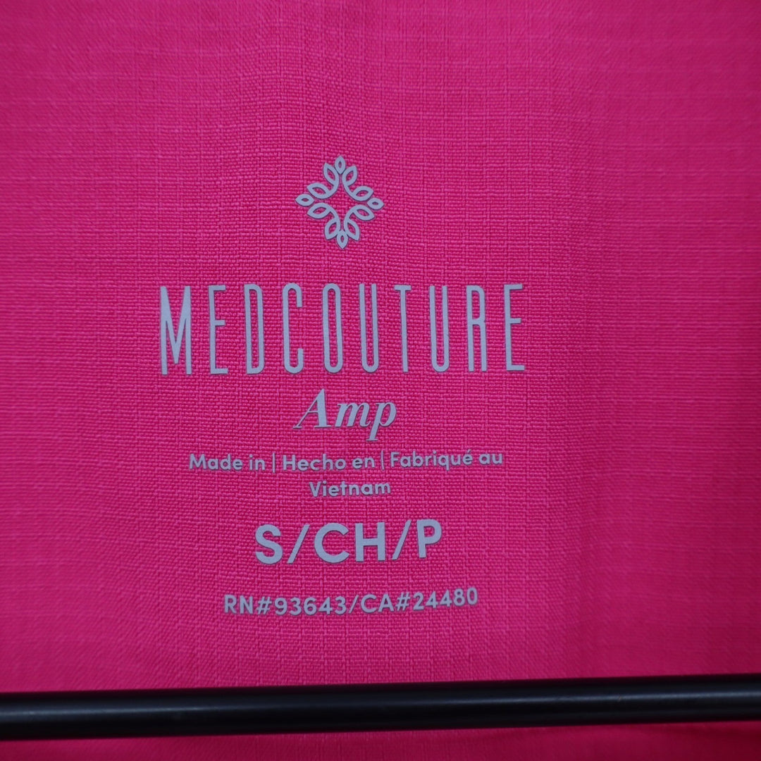 Med Couture Scrub Top Womens S Amp Pink 4-Way Stretch Sleeveless NEW