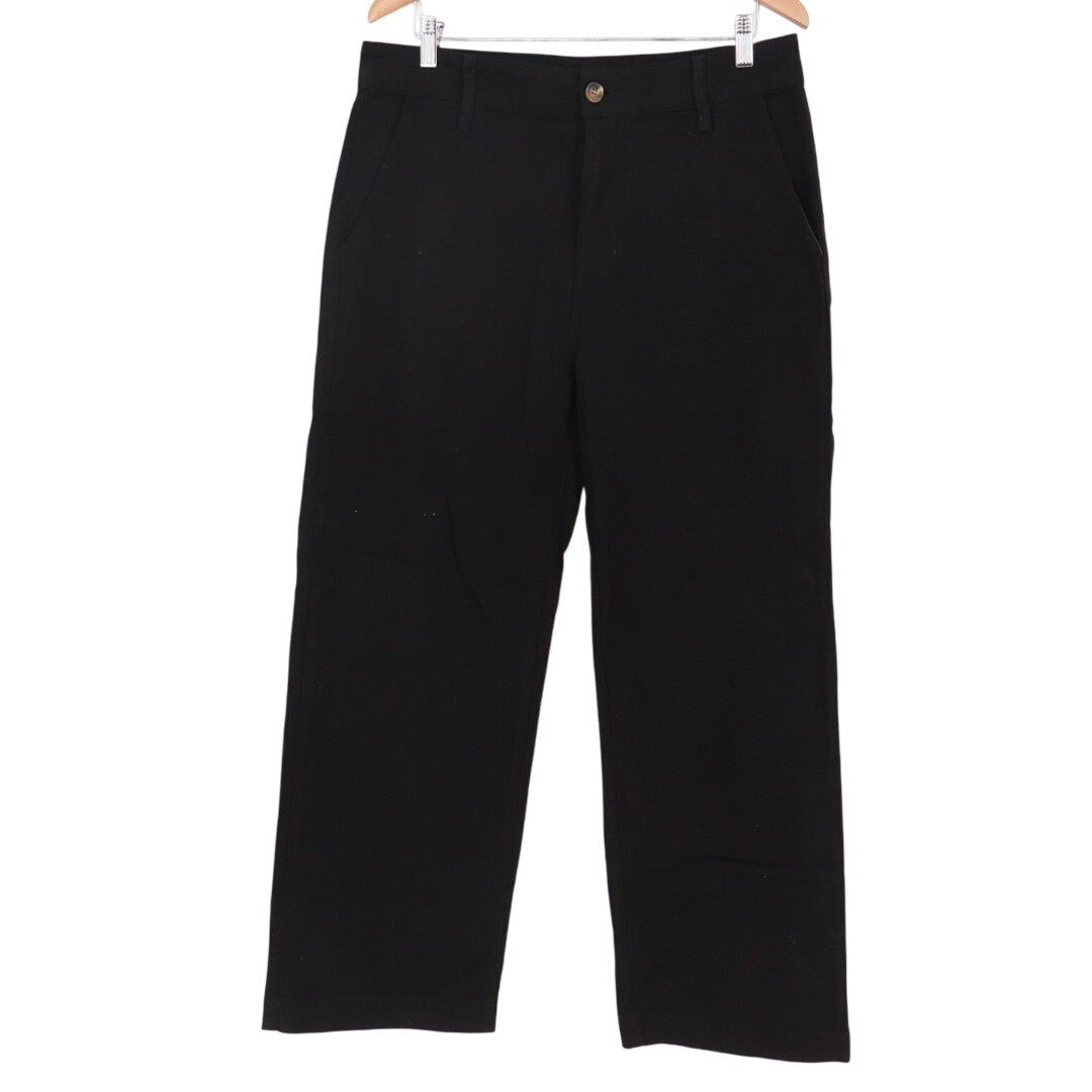 American Giant Ankle Pants Womens 14 Black Cotton Stretch Wide Leg Streetwear