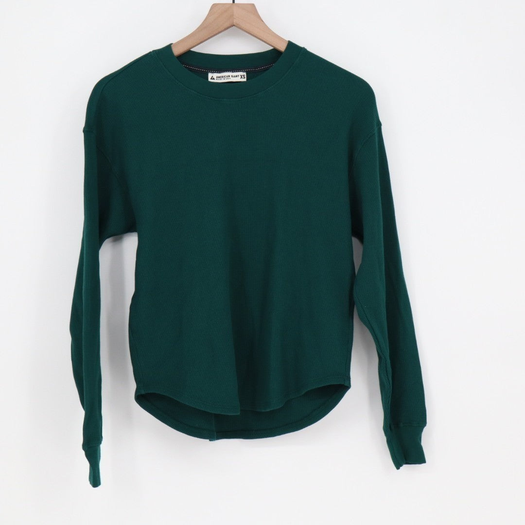 American Giant Thermal Crew Tee Shirt Womens XS Botanical Garden Waffle Knit