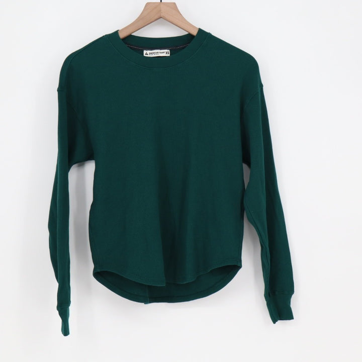 American Giant Thermal Crew Tee Shirt Womens XS Botanical Garden Waffle Knit