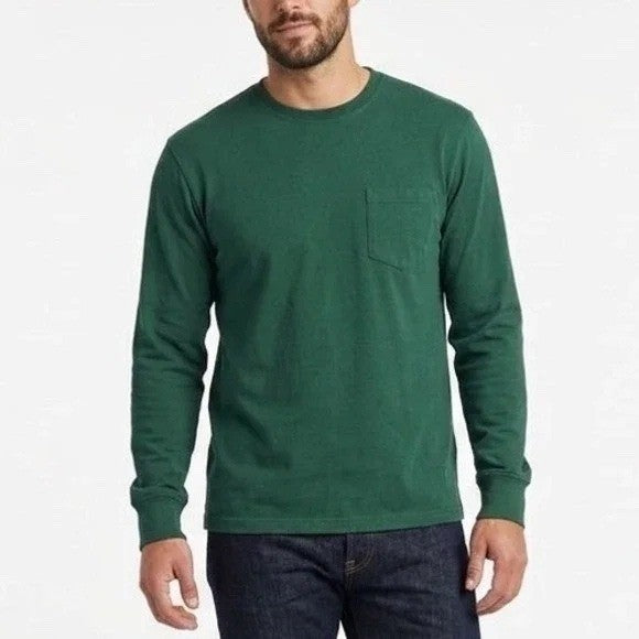 American Giant Tee Shirt Mens Medium Hunter Green Jersey Cotton Ribbed Cuffs