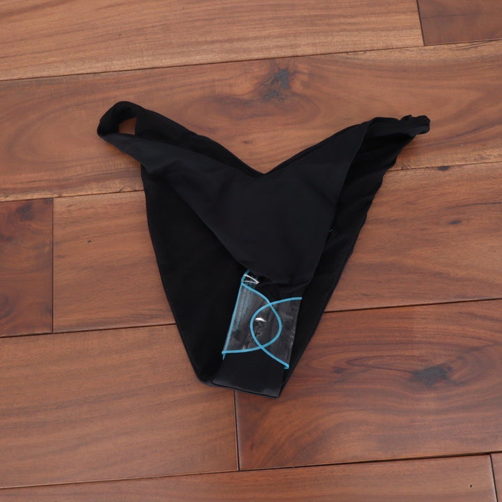 ASOS DESIGN Recycled M&M V Front Black Thong Bikini Bottoms Size US 2