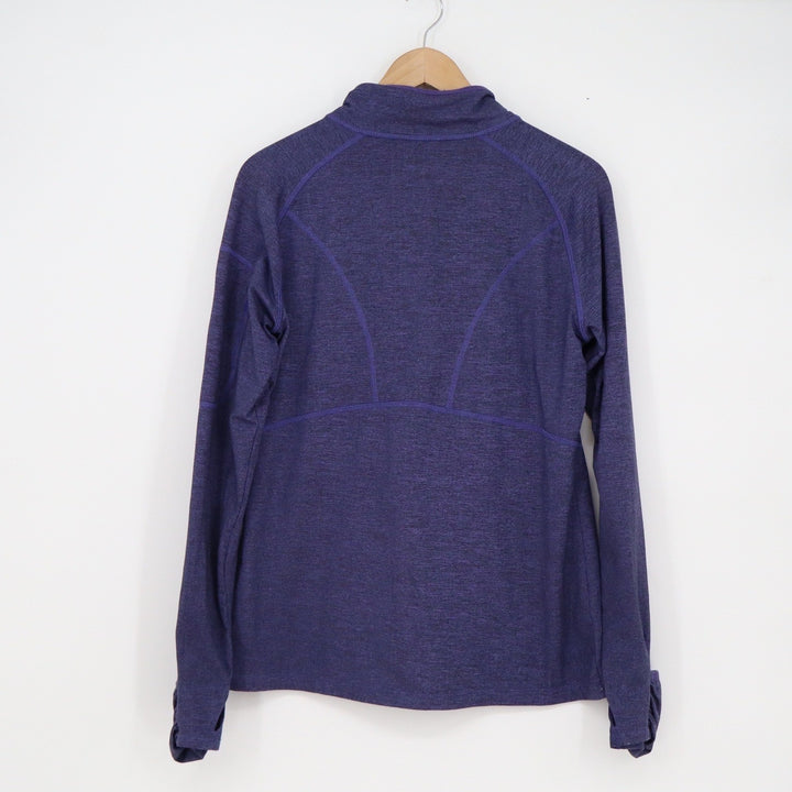 Kirkland Signature Purple Heathered Quarter Zip Pullover Thumbhole Active Top L