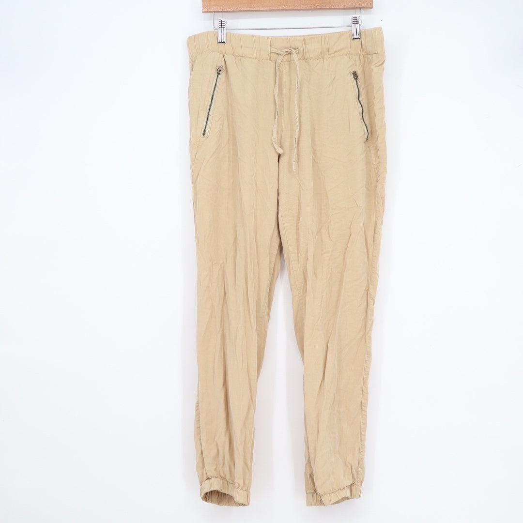 Sanctuary Tan Tencel Joggers Elastic Waist Zip Pocket Khaki Pants Large