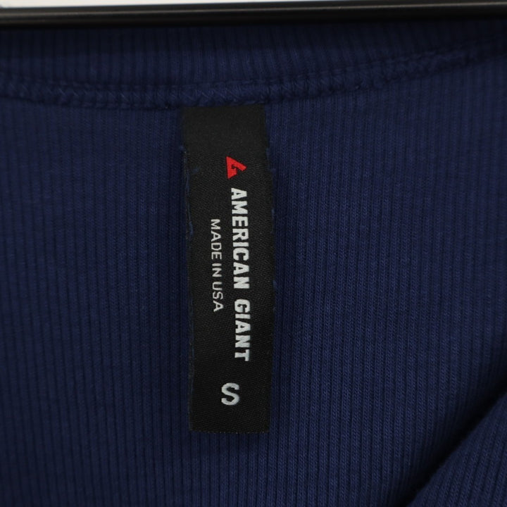 American Giant Luxe Rib V Notch Tee Shirt Women Small Midnight Blueprint Stretch