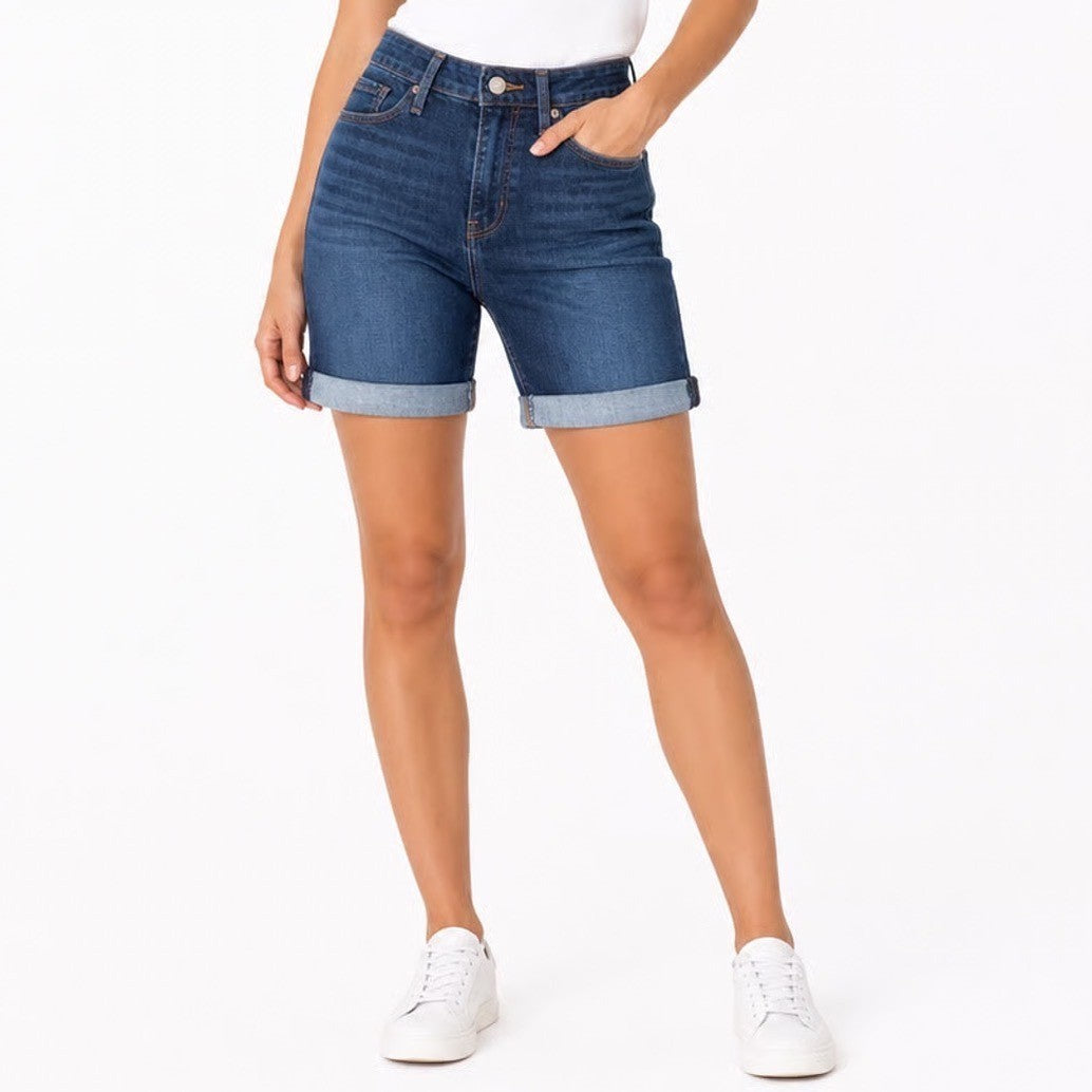 Denizen Bermuda Shorts Womens 6 Bermuda Dark Wash Denim Cuffed Excellent