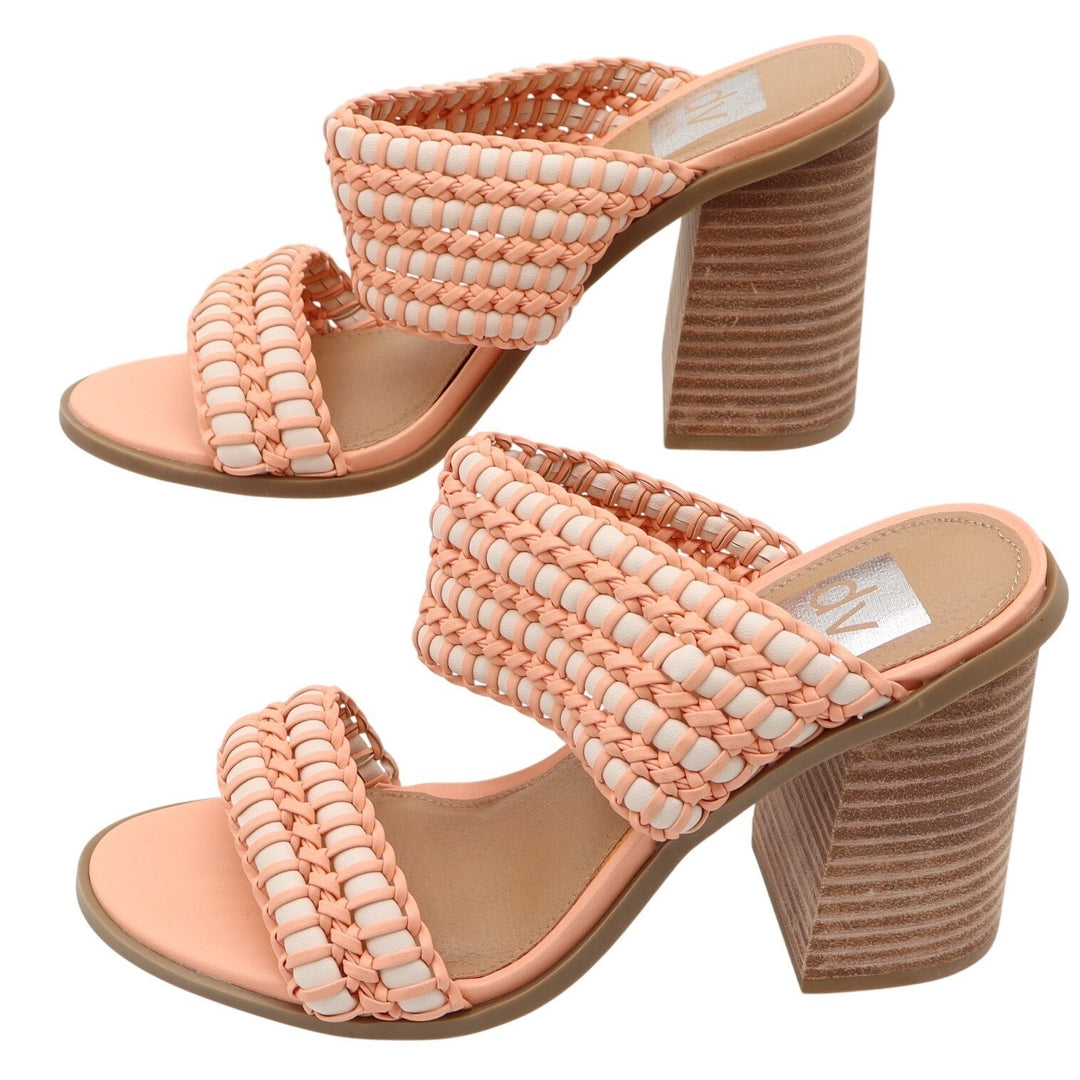 DV Dolce Vita Sandals Womens 7 Rozie Woven Block Heel Peach Braided Excellent