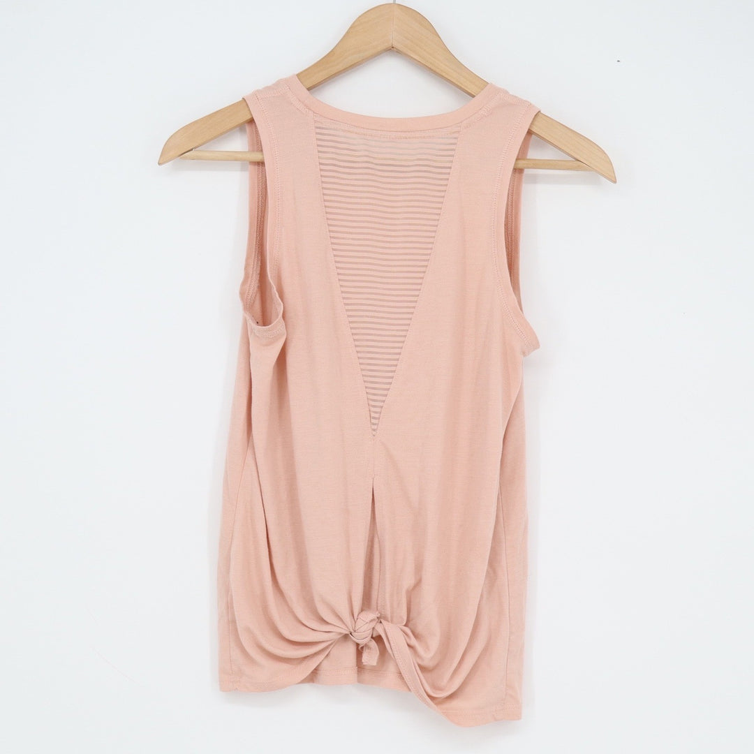 Old Navy Active Go-Dry Tank Top XS Peach Pink Knot Back Mesh Inset Sleeveless