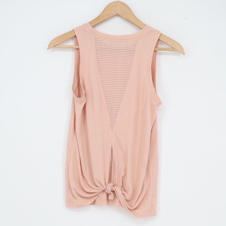 Old Navy Active Go-Dry Tank Top XS Peach Pink Knot Back Mesh Inset Sleeveless