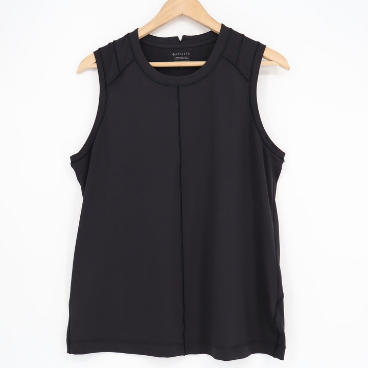 Athleta Sunchaser Tank Black Performance Sleeveless Top Zip Pocket Large