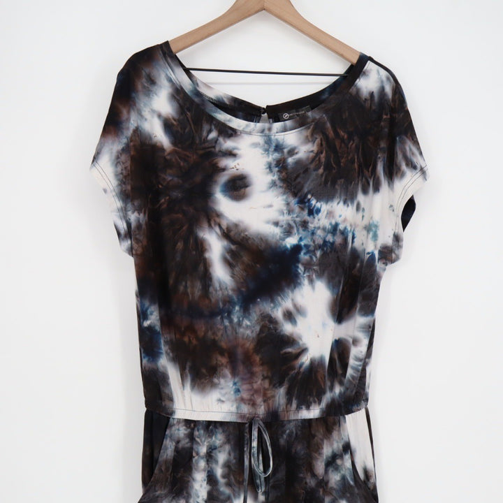 PRETTY GARDEN Tie Dye Jumpsuit Long Sleeve Scoop Neck Drawstring Waist L