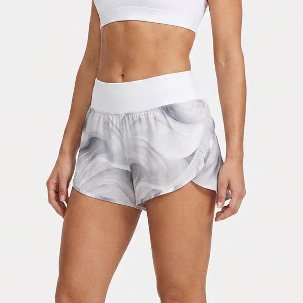 Calia Kick It Up Mid Rise Shorts Dune Print Grey XXL Running Training