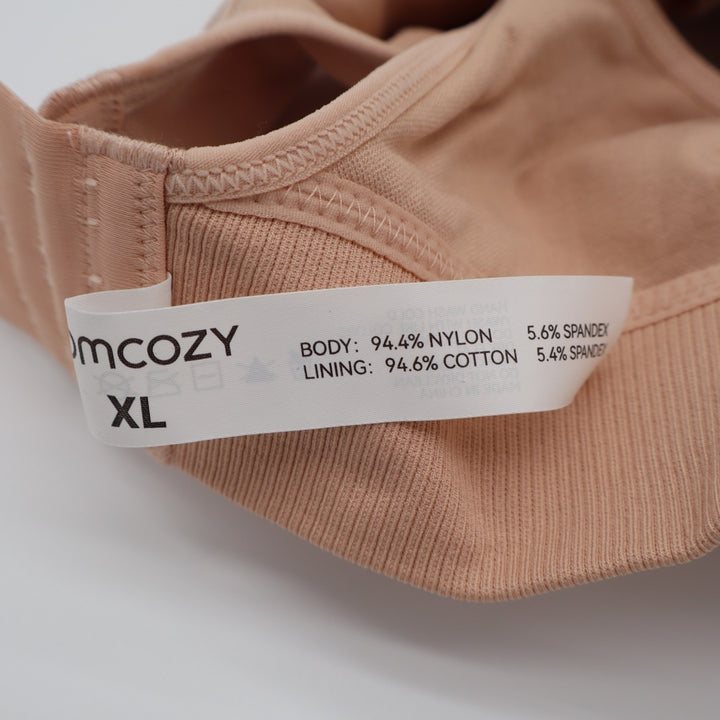 Momcozy Nursing Bra Women XL Oyster Pink Nylon Stretch Adjustable Strap Wireless