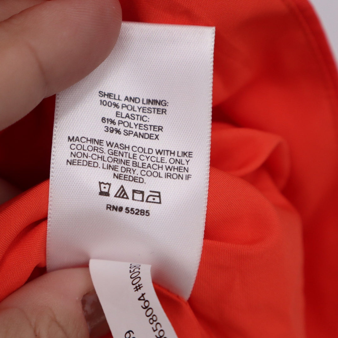 Express Womens Orange Red Puff Sleeve Smocked Back Tie Cuff Crop Top M NEW