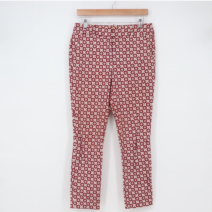 LOFT Pants Womens 6P Marisa Skinny Burgundy Geometric Floral Stretch Excellent