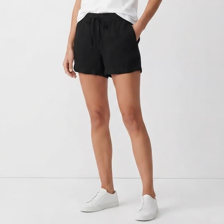 J.Crew Womens Black Linen Viscose Blend Drawstring Shorts Size S