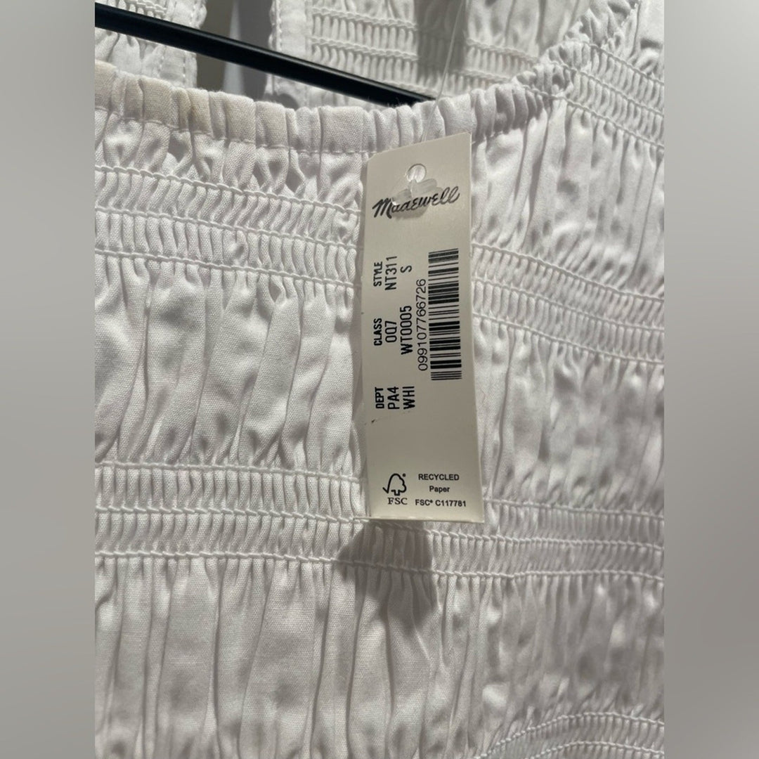 Madewell The Melody Bubble-Hem Smocked Midi Dress In Poplin Size S