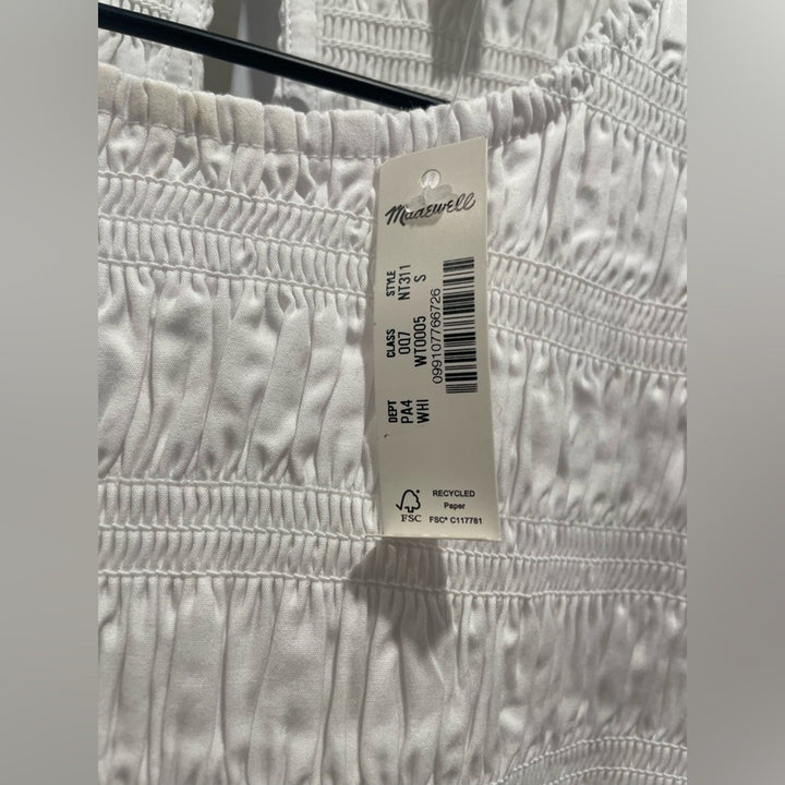Madewell The Melody Bubble-Hem Smocked Midi Dress In Poplin Size S
