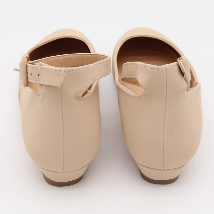 Dream Pairs Flats Womens 7.5 Revona Ankle Strap Nude Low Wedge Heel Excellent