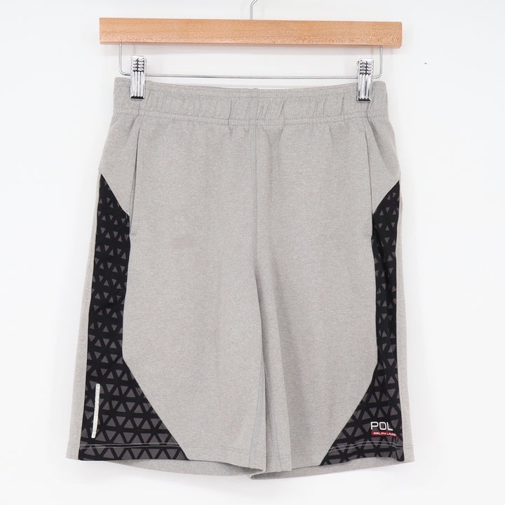 Polo Ralph Lauren Shorts Boys M Performance Grey Geometric Side Panel Excellent