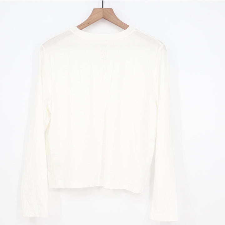 A New Day Cream Tencel Lyocell Long Sleeve Crewneck Top Medium VN1068795