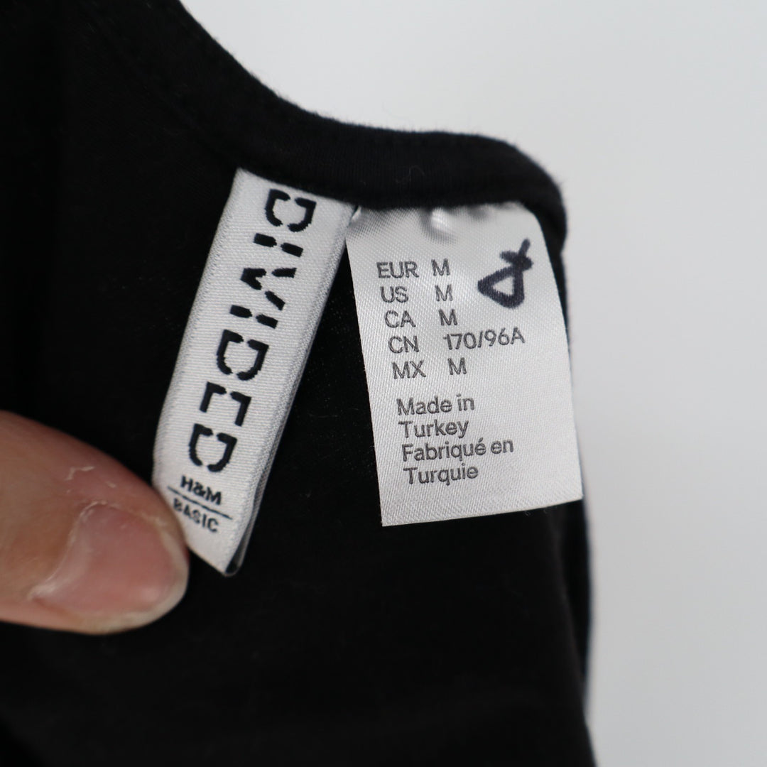 H&M Divided Bodysuit Womens Medium Black Stretch Knit Scoop Neck Long Sleeve