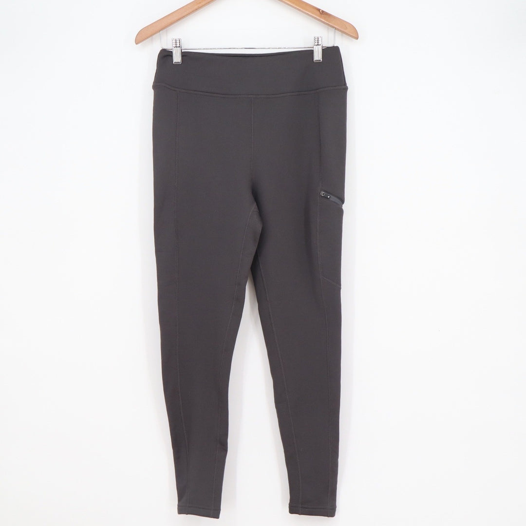 Gerry Womens Fleece Lined Leggings Gray Zipper Pocket High Rise Size M