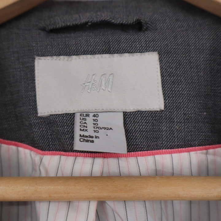 HM Womens Gray Single Button Tailored Blazer Jacket Size 10 Office Professional