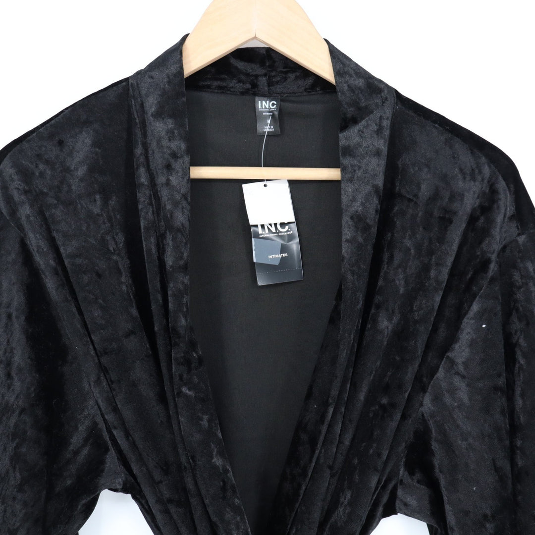 INC International Concepts Intimates Kimono Robe Womens Medium Black Waist Belt