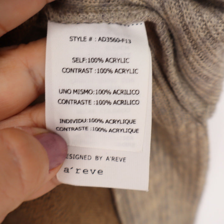 A'reve Tan Oatmeal Colorblock Cowl Neck Oversized Knit Sweater M