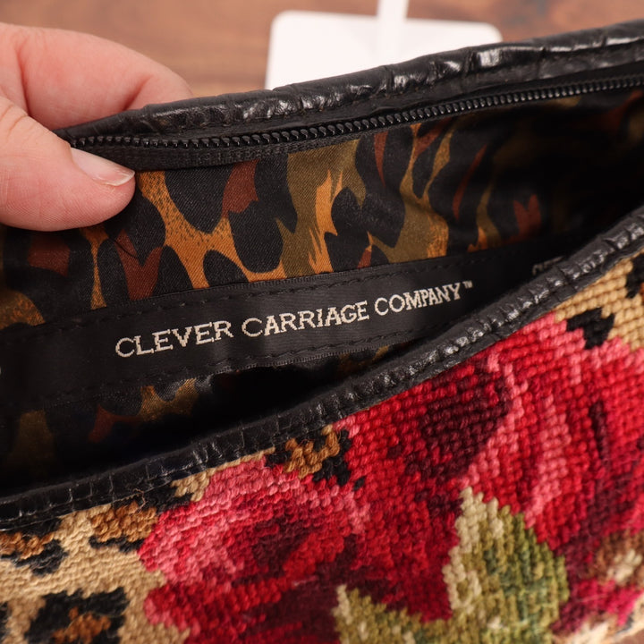 Clever Carriage Company Women Multi Floral Leopard Print Decorative Shoulder Bag