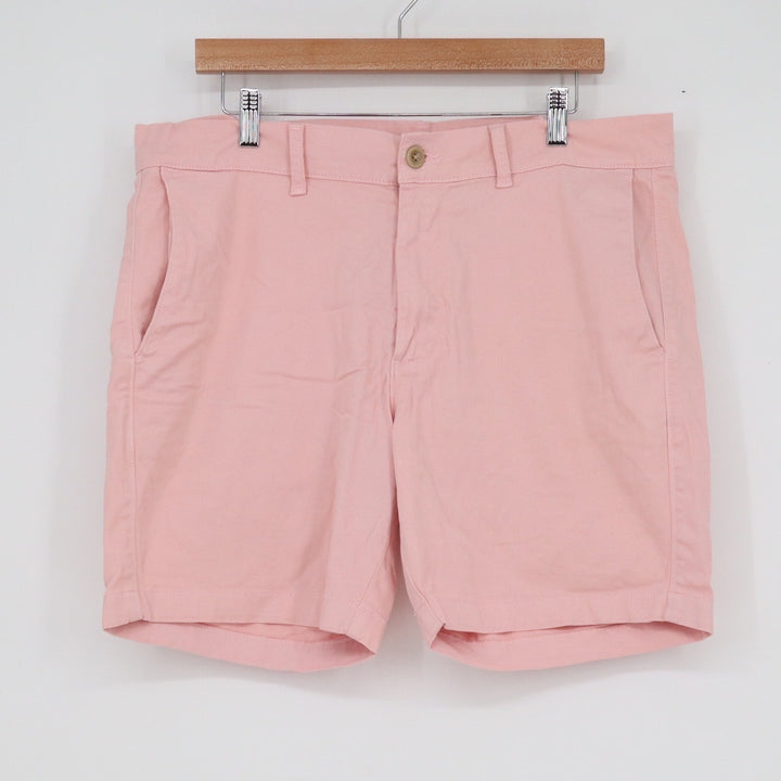 St Johns Bay Mens Pink Comfort Stretch Chino Shorts Size 34 Summer Flat Front