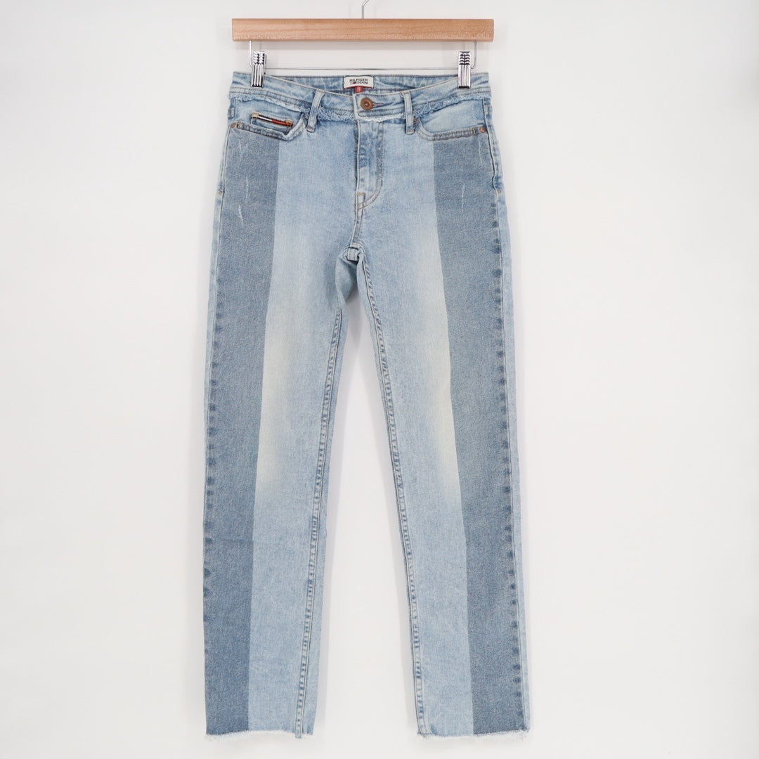 Tommy Hilfiger Straight Jeans Womens 24x32 Blue Two Tone Denim Cotton Stretch