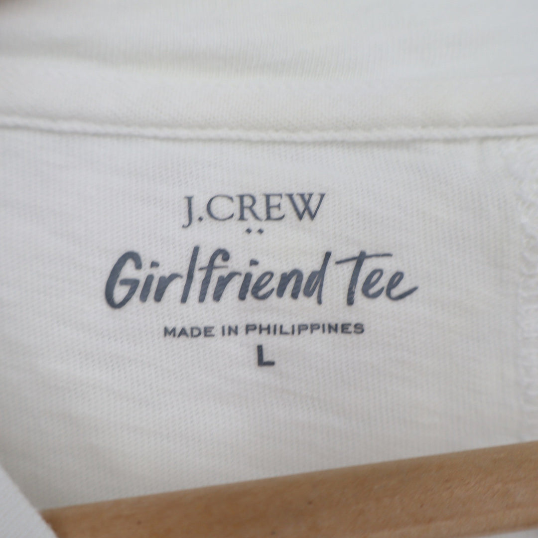J.Crew Girlfriend Tee White Cotton Short Sleeve Crewneck T-Shirt Large