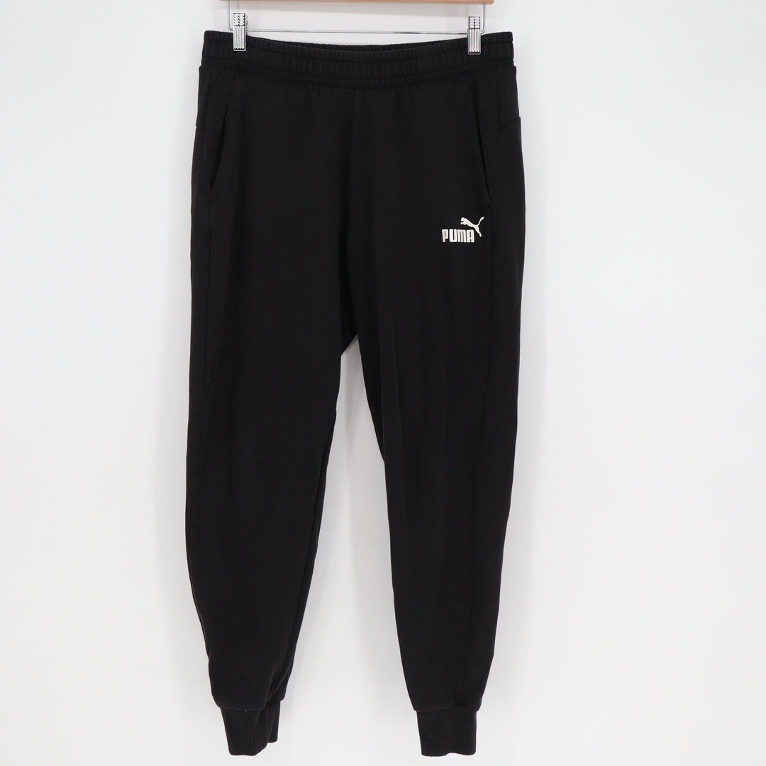 Puma Essentials Men Black Fleece Joggers Sweatpants Size L