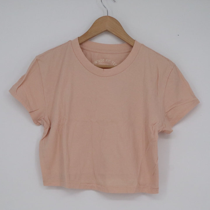 Aeropostale Vintage Fit Tee Peach Cotton Cropped Short Sleeve T-Shirt Medium