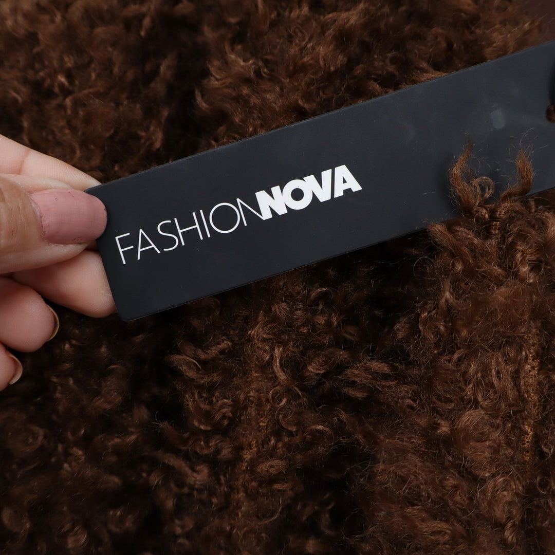 Fashion Nova Adjust To The Fame Faux Fur Coat Chocolate Brown Shaggy Jacket M