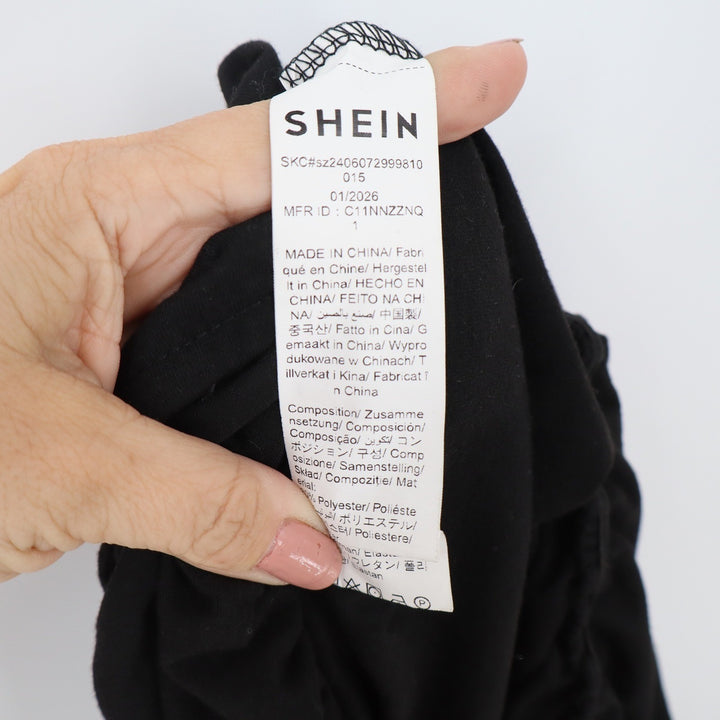 SHEIN Black Long Sleeve Drawstring Elastic Waist Jumper Jumpsuit Size M
