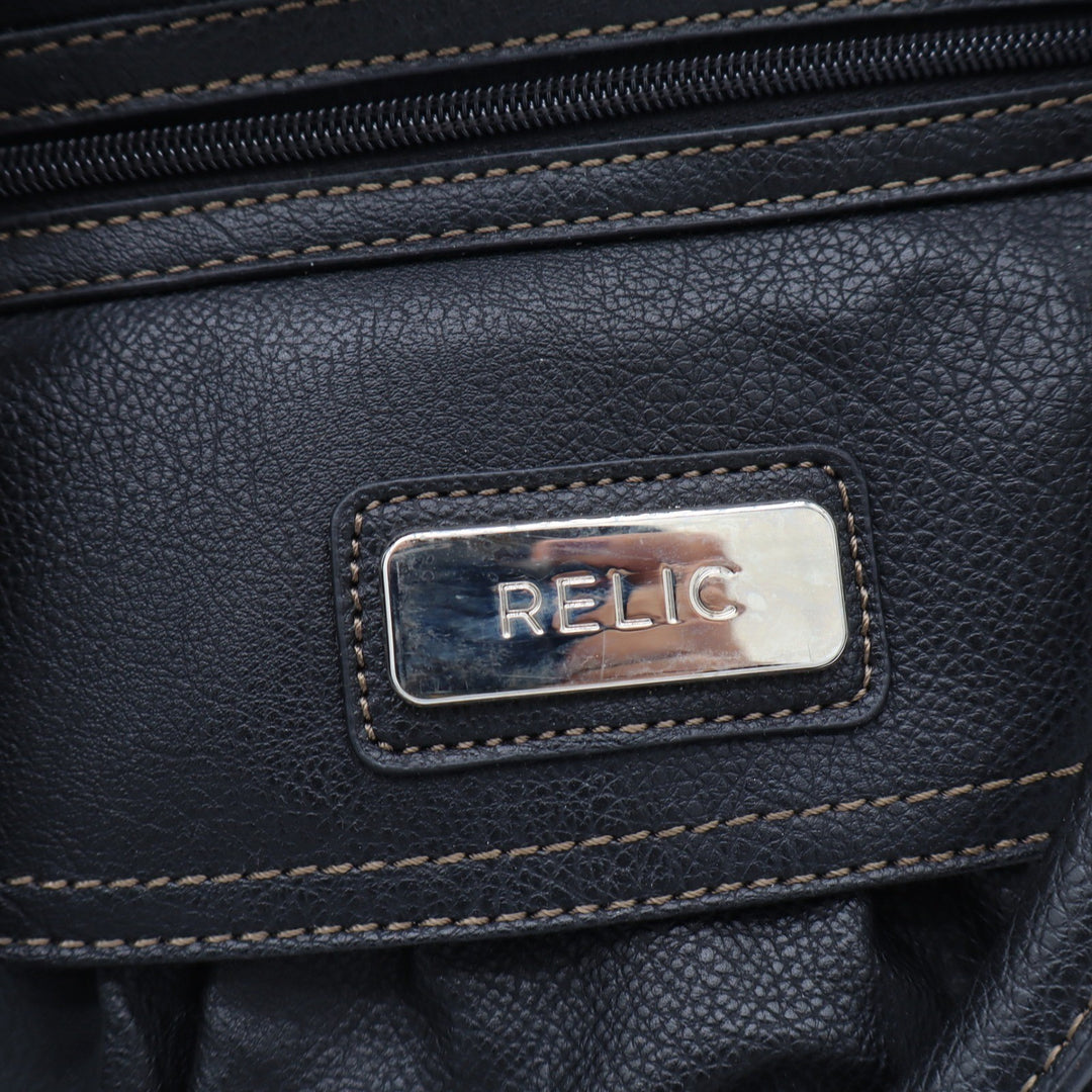 Relic Handbag Women's OS Crossbody Satchel Black Faux Leather Multi-Pocket