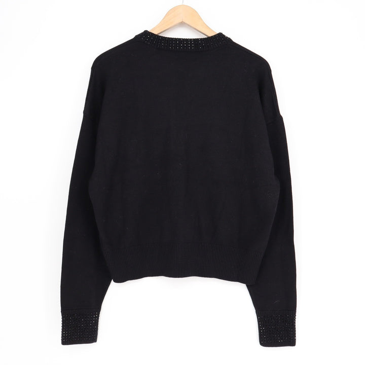 Good American Black Embellished Crewneck Sweater GSK0302 Womens Size S