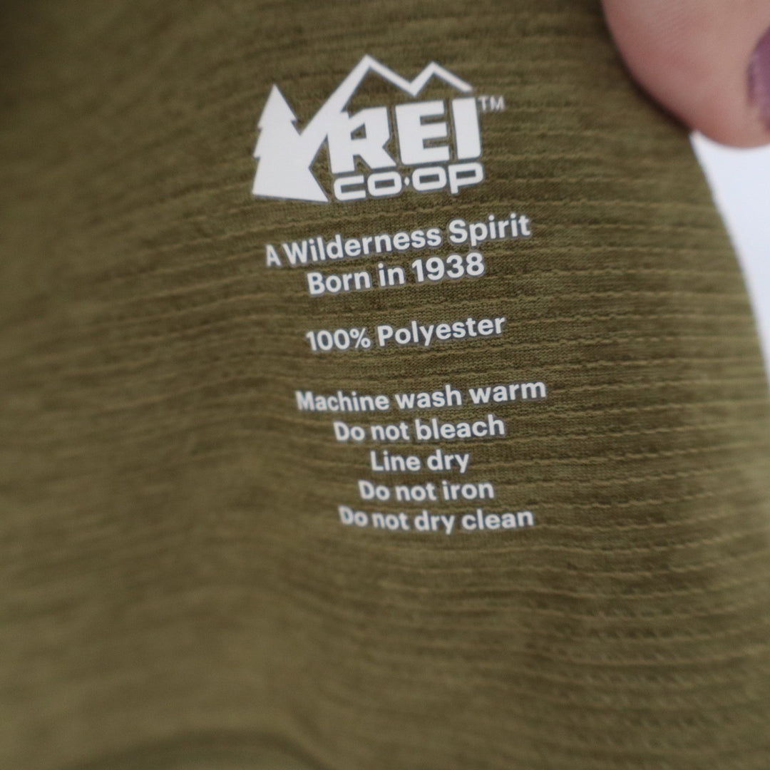 REI Co-op Mens Medium Olive Green Heathered Performance Short Sleeve T-Shirt